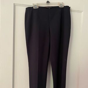 Theory Cropped Slim Wool Navy Trousers